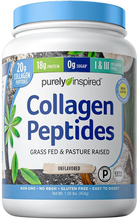 May 1, 2018 · Purely Inspired Collagen Peptides delivers 20 grams of Collagen Peptides (Type I and III), 18 grams of Protein and 18 Amino Acids. 70 Calories MIXES and DIGESTS EASILY – Mix in a glass or shaker bottle with water, coffee, juice, smoothies, almond milk, oat milk or your drink of choice. .