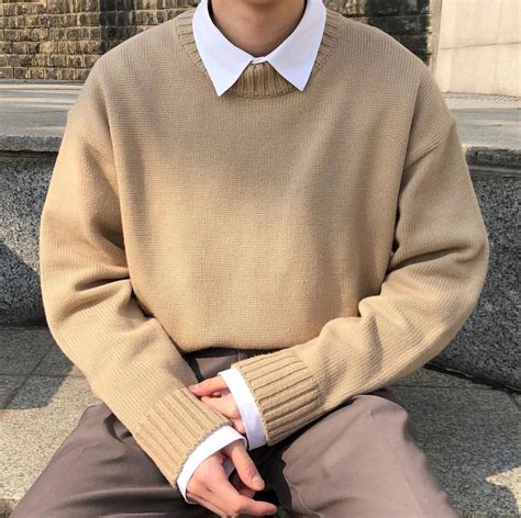 Collared shirt under sweater. An earth-tone t-shirt or v-neck would look okay, in my opinion. Preferably beige/tan. I sometimes wear collared shirts under them but only with tips that button-down. Doesnt look so good if one side pops out or bends awkwardly. 