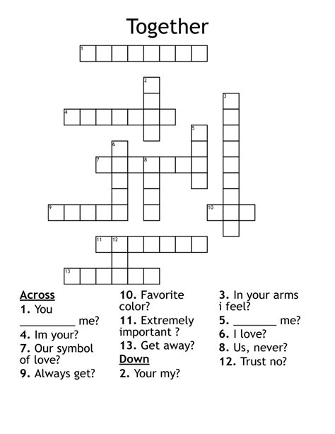 Collect all together crossword. All solutions for "together" 8 letters crossword answer - We have 5 clues, 44 answers & 181 synonyms from 4 to 20 letters. Solve your "together" crossword puzzle fast & easy with the-crossword-solver.com ... at a clip attuned collect en masse in a body in phase jointly on and on running ... 