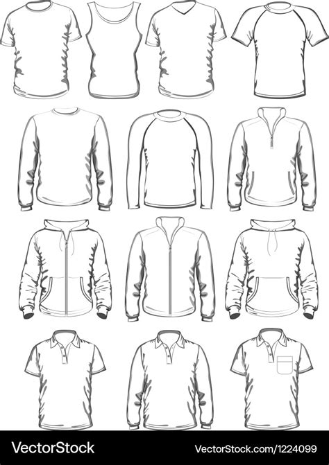 Collection men clothes outline templates Vector Image