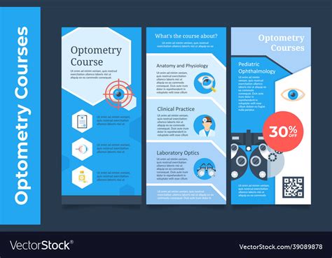 Collection of optometry course vertical poster Vector Image
