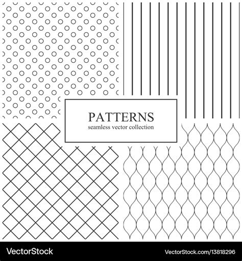 Collection of simple seamless geometric patterns Vector Image