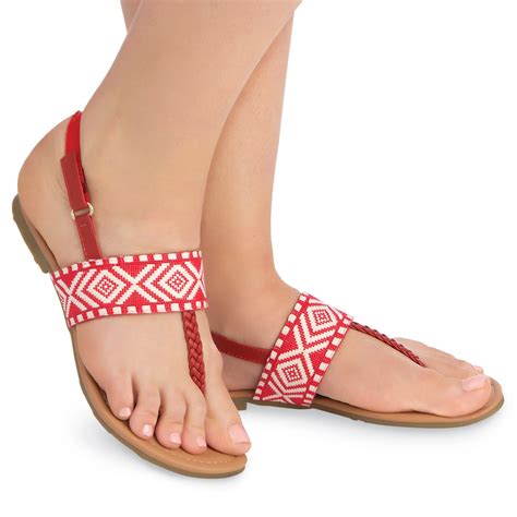 Collections Etc. Woven Adjustable AztecPatterned Sandals Padded