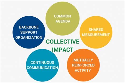 the term Collective Impact, lay out five conditions for the success of community-based change efforts: a common agenda, shared measurement systems, mutually reinforcing activities, continuous communication, and backbone support organizations (p. 39). Although all five conditions are important, at the heart of Collective Impact is the idea that in. 