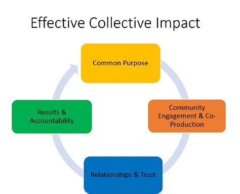 collaborations, collective impact initiatives involve a centralized infrastructure, a dedicated staff, and a structured process that leads to a common agenda, shared measurement, continuous communi-cation, and mutually reinforcing activities among all participants. (See “Types of Collaborations” on page 39.). 