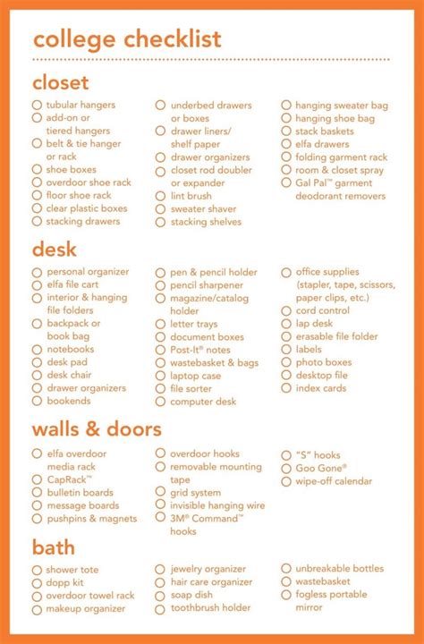 College Checklist for Parents and Students 