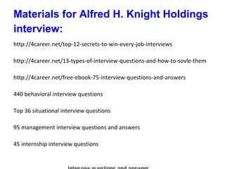 College hill holdings interview questions and answers