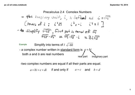 College precalculus notes.  The Precalculus course covers complex numbers; composite ...