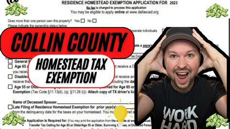 NOTE: The exemptions will be removed from the previous address. If the previous address was not in Collin County, you must notify the previous County's appraisal district to remove the exemptions. GENERAL RESIDENCE HOMESTEAD SECTION 1: Exemptions Requested (check all that apply to you) PERSON AGE 65 OR OLDER DISABLED PERSON. 