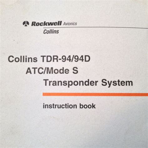 Collins tdr 94d transponder maintenance manual. - Toro lawn mower model 20031 repair manual.