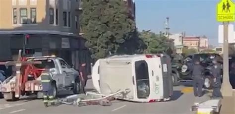 Collision results in overturned car in SF's Richmond District