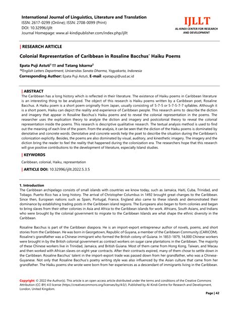 Colonial Representation of Caribbean in Rosaline Bacchus ...