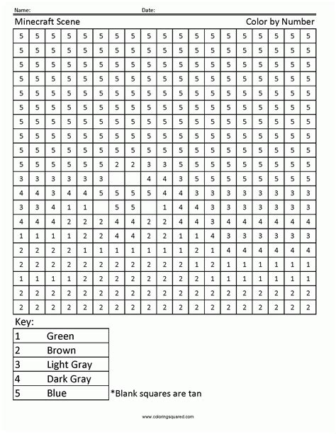 Color By Number Coloring Square D Minecraft Coloring Pages