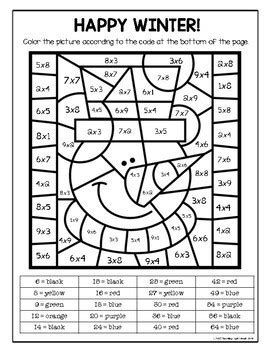 Color By Number Multiplication Christmas Worksheet Printable