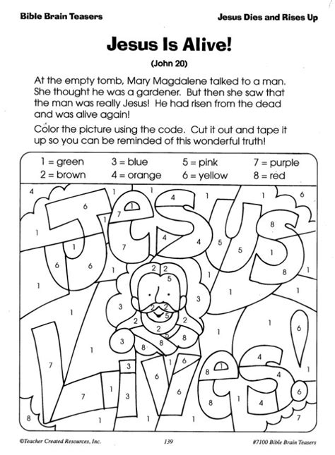 Color By Number Pages Easter Jesus Coloring Pages