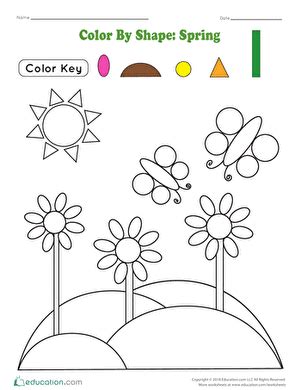 Color By Shape Spring Worksheets 99Worksheets