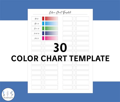 Color Chart Color Chart Template Color Palette Instant