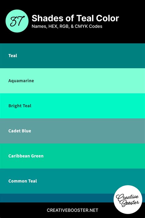Color Chart For Teal