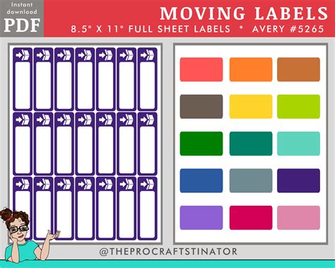 Color Coded Moving Labels PDF. 15 Different Colors. Customized Etsy
