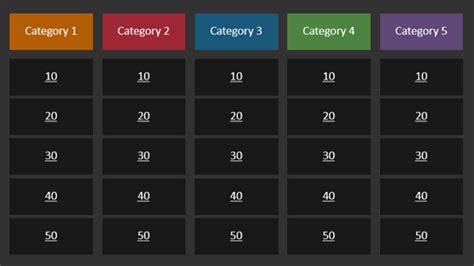 Color Coded Quiz Show Game