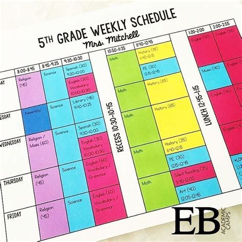 Color Coded Schedule Teaching Resources TPT