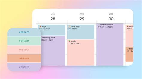 Color Codes For Google Calendar