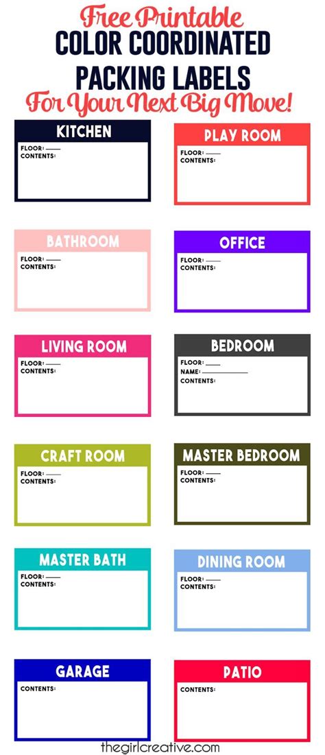 Color Coordinated Packing Labels for Your Next Big Move! Moving box