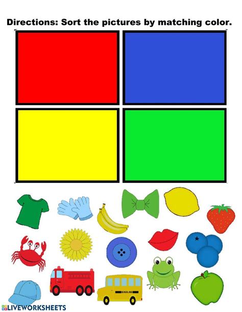 Color Sort Interactive Worksheet Printable Worksheets