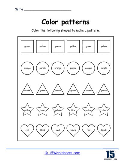 Color The Patterns Worksheets WorksheetsDay