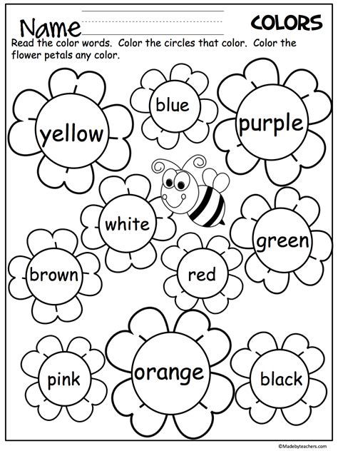 Color Words Worksheet
