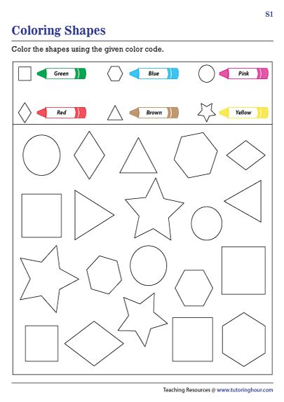 Color by Shapes Worksheets Worksheets Library