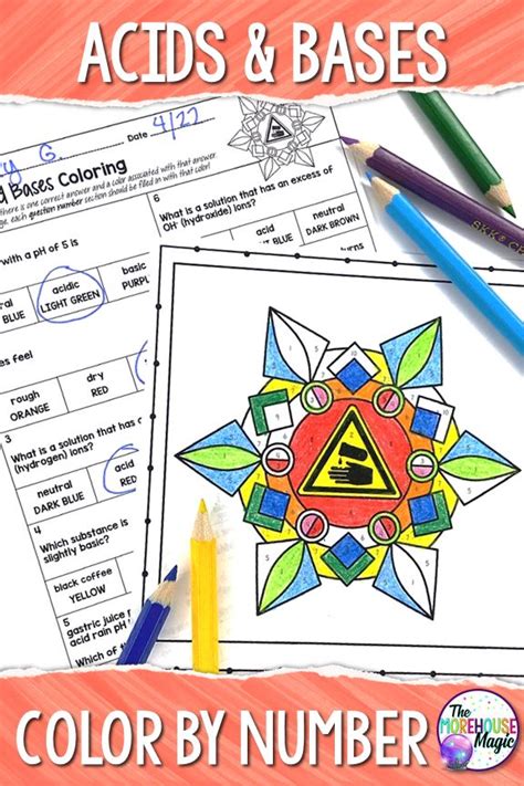 This my requires students go answer 12 questions related on acids plus bases. Once finished, students will use to answers to color the corresponding parts of a fun test-tube coloring page. Included: Student Questions Sheet Student Coloring Page Faculty Keys★★★ Save 30% by purchasing my Chemi... . 