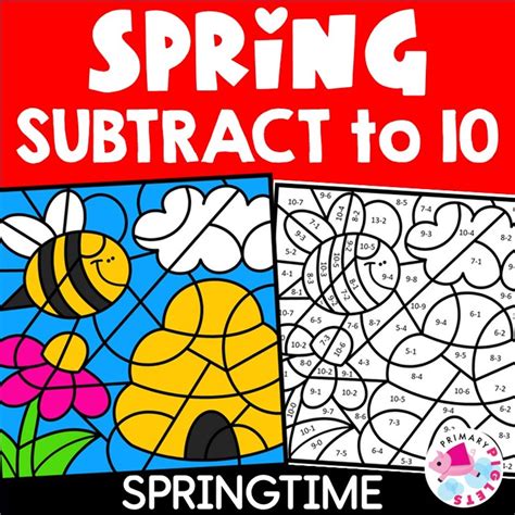 Color by subtraction code. This Spring Kindergarten Math and Literacy