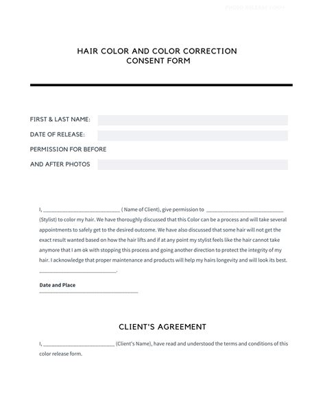 Color correction disclaimer.  Find more business forms, waivers and te...