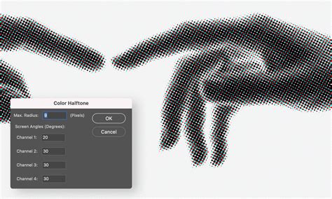 Color halftone photoshop.  Using the preview image on the left, adjust t...