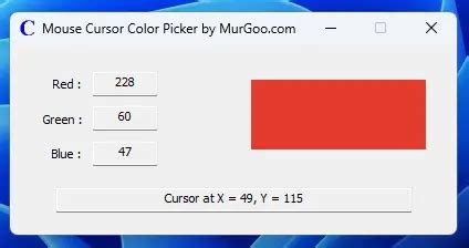 Color picker mouse.  View Color below Mouse Cursor Location with Free Mouse...