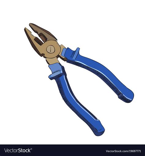 Color sketch of pliers Royalty Free Vector Image