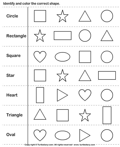 Color the Shape Worksheet Turtle Diary
