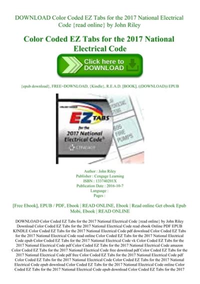 Full Download Color Coded Ez Tabs For The 2017 National Electrical Code By John Riley