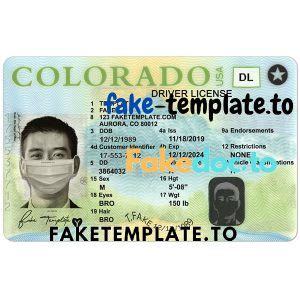 Colorado Drivers License Template FakeTemplate.cc