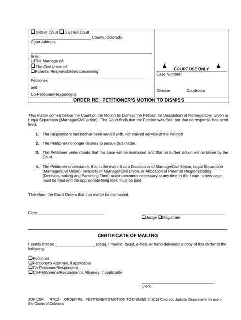 Colorado Motion To Dismiss and Affidavit in Support PDF