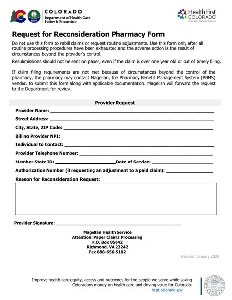 Colorado Request for Reconsideration Form Download Printable PDF