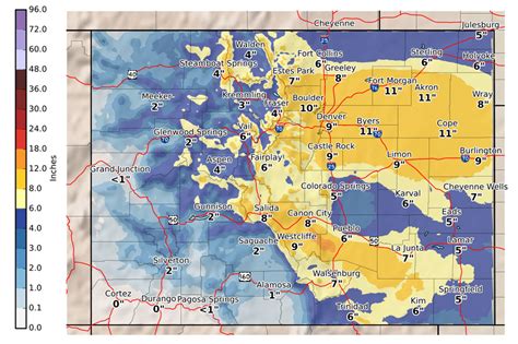 Colorado snow totals for March 26-27, 2023