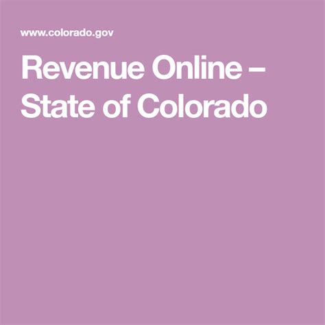 Colorado state revenue online. Set Up a Revenue Online Account. State Treasurer's Office Unclaimed Property. Contact the Division of Property Taxation with property tax questions. First name. Last name. … 