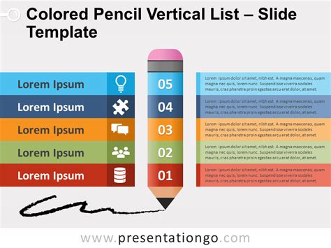 Colored Pencil Vertical List For Powerpoint And Google Slides