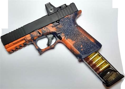 Glock 43X Custom 9mm Pistol Black w/ Custom Slide, Threaded Barrel, Holosun 407K X2 and Gold Accents. 