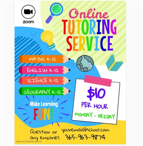 Colorful Free Tutoring Poster Template