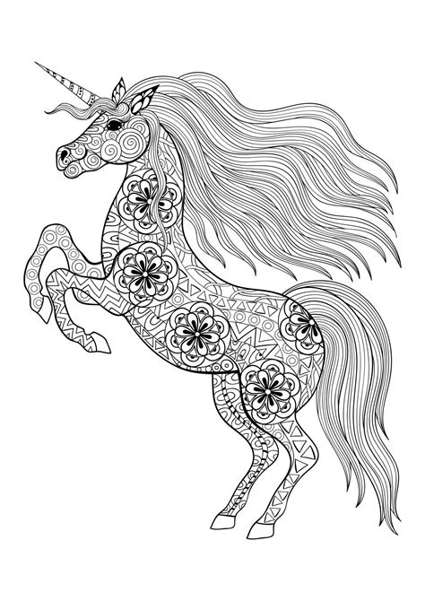Colorful Unicorn Adult Coloring Page