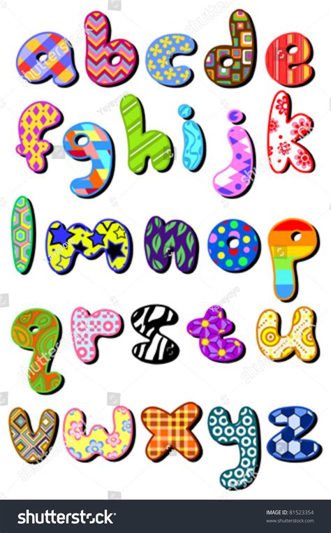 Colorful patterned lower case alphabet set in 2020 Lettering alphabet