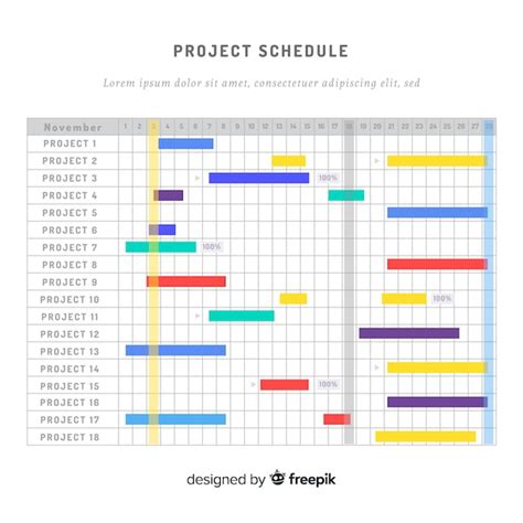 Colorful project schedule template with flat design Free Vector